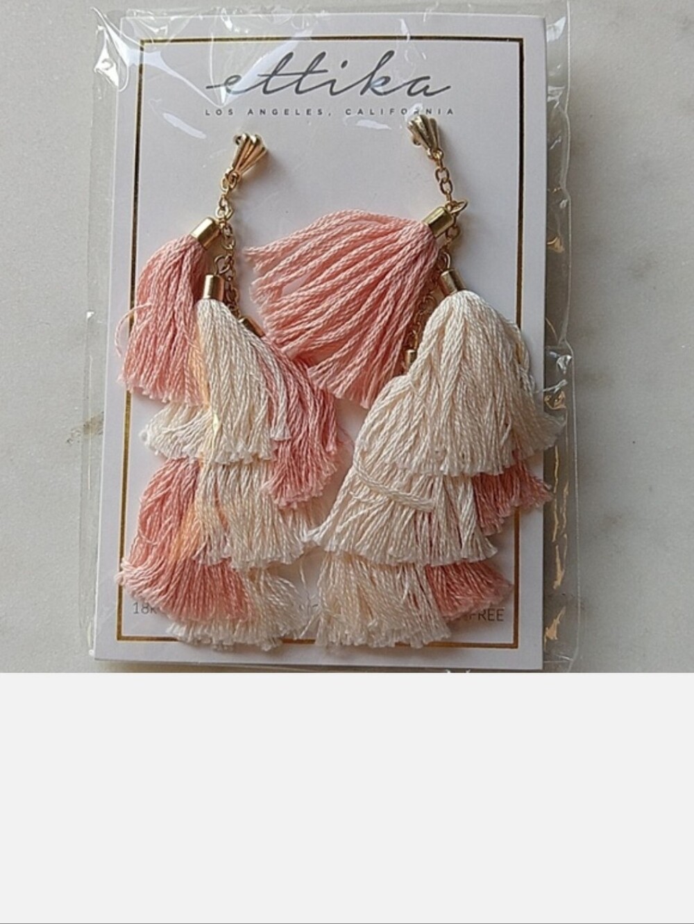 Ettika Pink & Cream Tiered Tassel Earrings